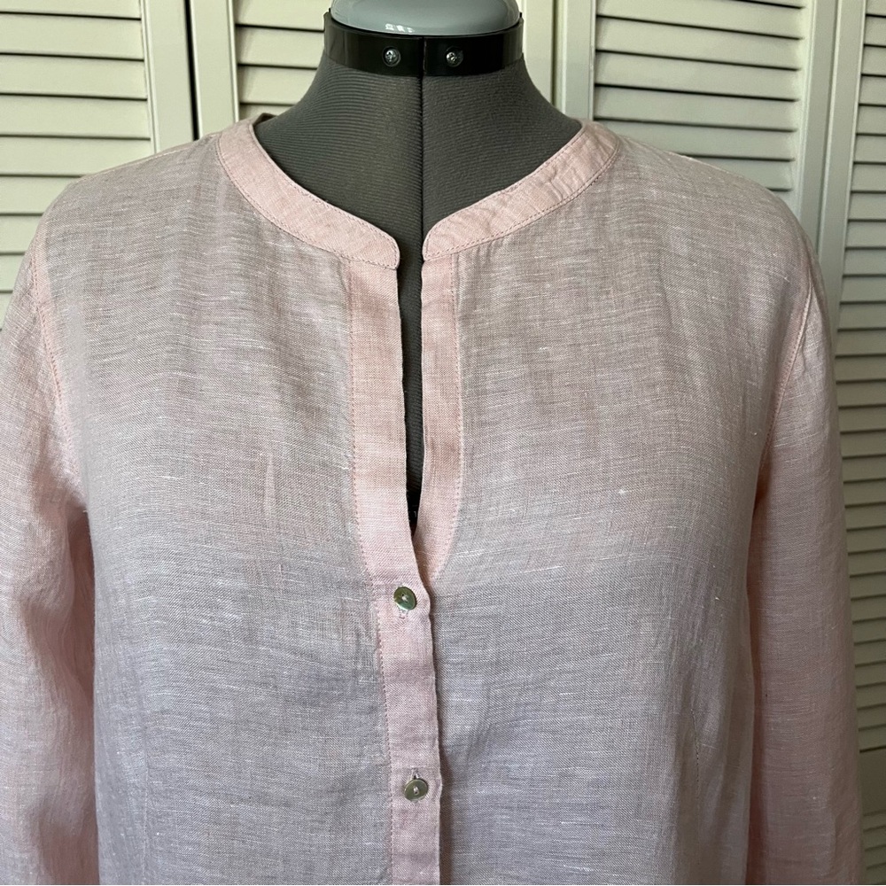 Sigrid Olsen Linen button front top with pockets M - Picture 3 of 8